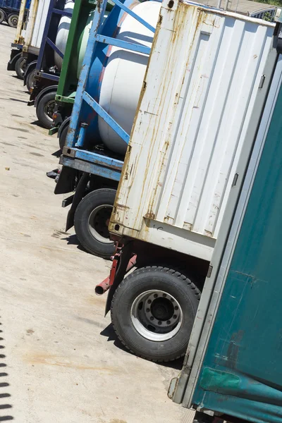 Trucks parked in a row — Stock Photo, Image