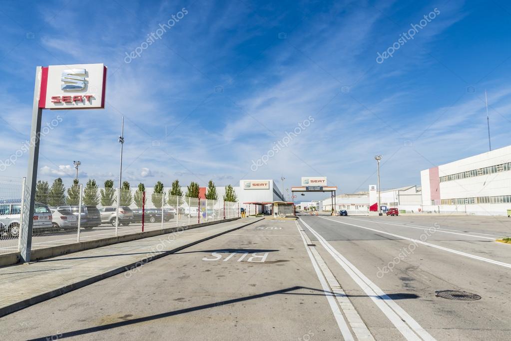 Barcelona, Spain - October 10, 2015: Entry SEAT factory. SEAT is a company of the Volkswagen group