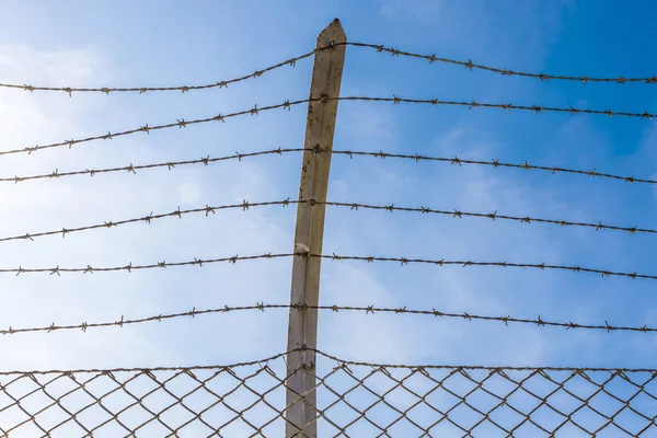 Stacheldraht gegen den Himmel — Stockfoto