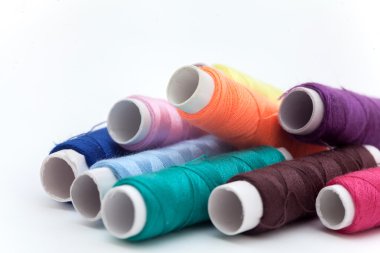 Birçok iş parçacığı, renk dize, kordon, Hank, beyaz backg iplikçiğe