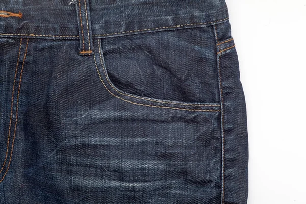 白い背景の上のジーンズ テクスチャ — ストック写真