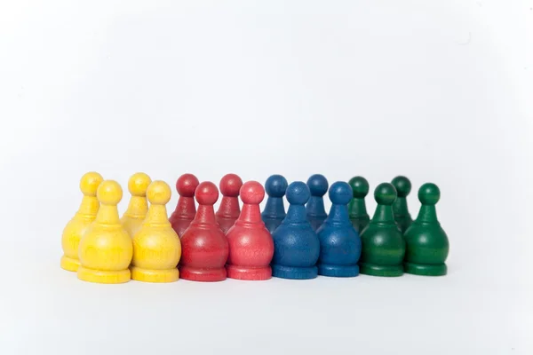 Batalha de xadrez no fundo branco, Pequeno xadrez — Fotografia de Stock