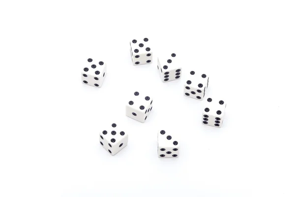 白色背景上的骰子，骰子隔离 — 图库照片
