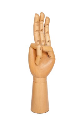 Ahşap el üç parmak ile