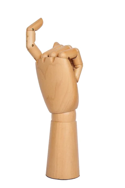 Mano de madera con un dedo —  Fotos de Stock