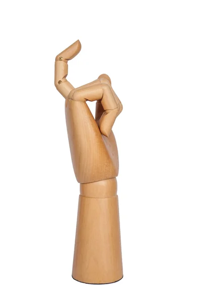 Wooden hand with one finger Royalty Free Stock Photos