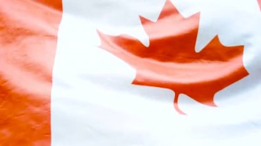 Kanada bayrağı tutan bir kız. Kapat.