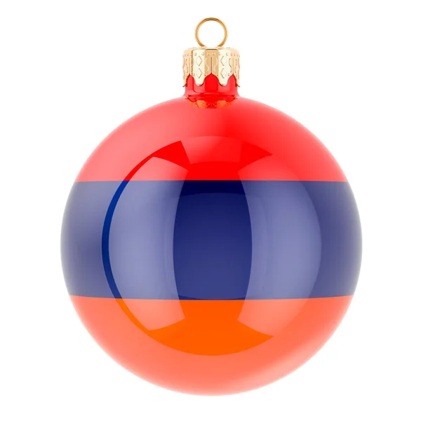 Kerstbal Met Armeense Vlag Weergave Geïsoleerd Witte Achtergrond — Stockfoto