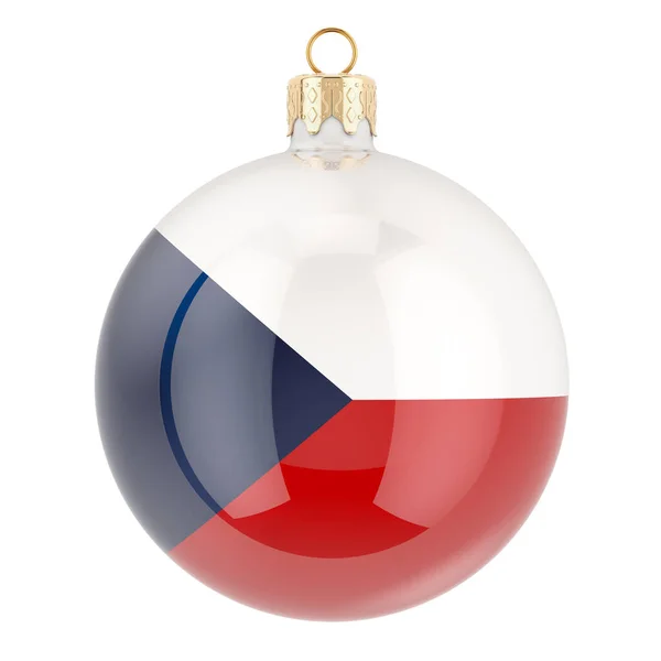 Çek Cumhuriyeti Bayraklı Noel Topu Beyaz Arkaplanda Boyutlu Görüntüleme — Stok fotoğraf