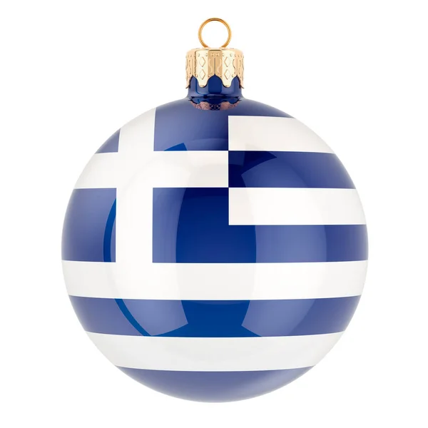 Yunan Bayraklı Noel Balosu Beyaz Arkaplanda Boyutlu Görüntüleme — Stok fotoğraf