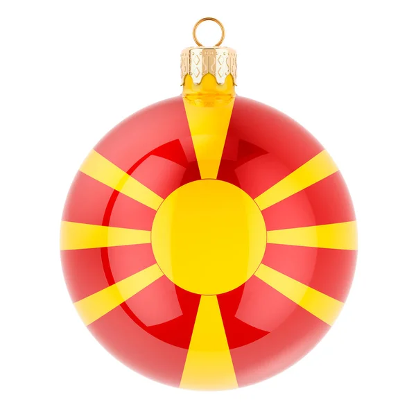 Christmas Ball Macedonian Flag Rendering Isolated White Background — Stock Photo, Image