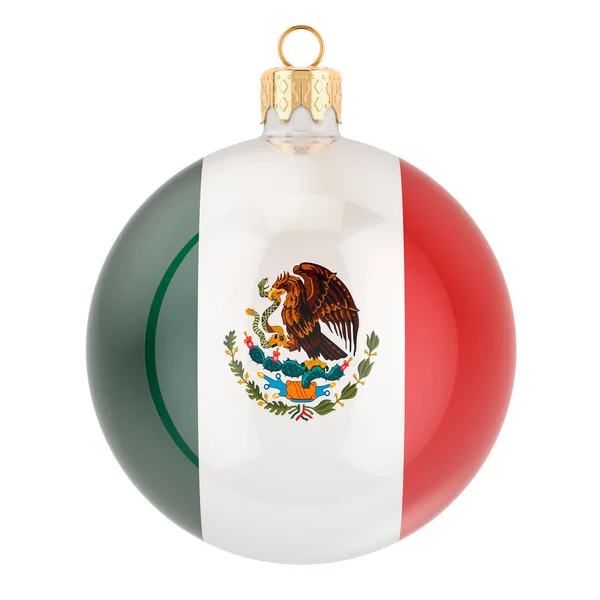 Bola Navidad Con Bandera Mexicana Representación Aislada Sobre Fondo Blanco —  Fotos de Stock