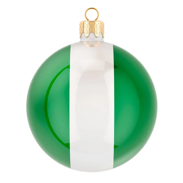 Christmas Ball Nigerian Flag Rendering Isolated White Background — Stock Photo, Image