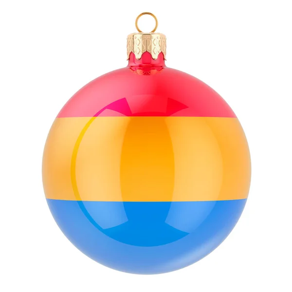 Christmas Ball Pansexual Flag Rendering Isolated White Background — Stock Photo, Image