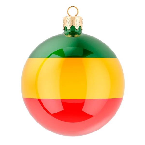 Palla Natale Con Bandiera Rastafariana Resa Isolata Sfondo Bianco — Foto Stock
