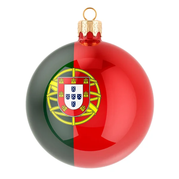 Bola Navidad Con Bandera Portuguesa Representación Aislada Sobre Fondo Blanco —  Fotos de Stock