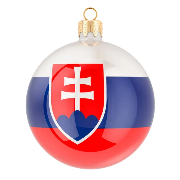 Kerstbal Met Slowaakse Vlag Weergave Geïsoleerd Witte Achtergrond — Stockfoto