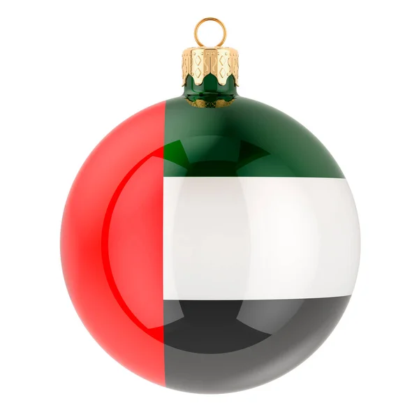 Jul Boll Med Förenade Arabemiraten Flagga Rendering Isolerad Vit Bakgrund — Stockfoto