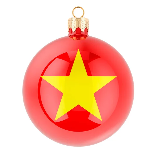 Χριστουγεννιάτικη Μπάλα Βιετναμέζικη Σημαία Απόδοση Απομονωμένη Λευκό Φόντο — Φωτογραφία Αρχείου