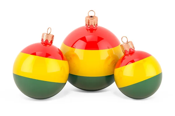 Christmas Baubles Bolivian Flag Rendering Isolated White Background — Stock Photo, Image