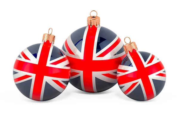 Vánoční Ozdoby Britskou Vlajkou Vykreslování Izolované Bílém Pozadí — Stock fotografie