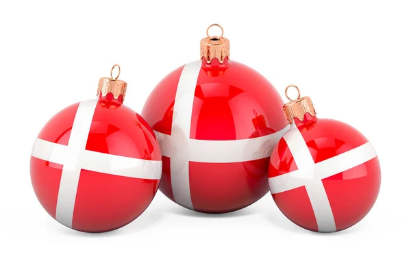 Christmas Baubles Danish Flag Рендеринг Ізольований Білому Тлі — стокове фото