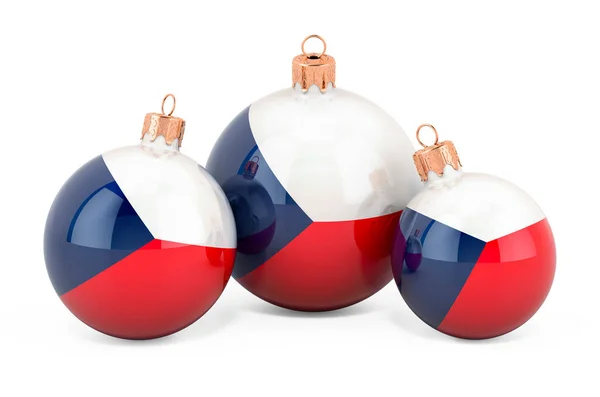 Palline Natale Con Bandiera Della Repubblica Ceca Rendering Isolato Sfondo — Foto Stock