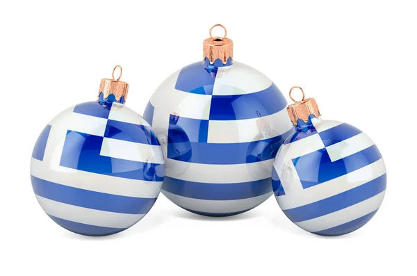 Yunan Bayraklı Noel Mücevherleri Beyaz Arkaplanda Boyutlu Görüntüleme — Stok fotoğraf