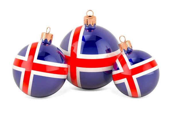 アイスランドの国旗が描かれたクリスマスボール 白い背景に孤立した3Dレンダリング — ストック写真
