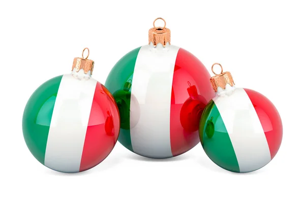 Julgranskulor Med Italiensk Flagga Rendering Isolerad Vit Bakgrund — Stockfoto