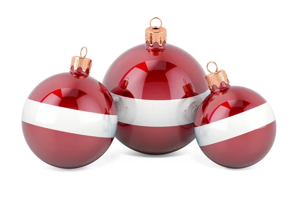 Letonya Bayraklı Noel Mücevherleri Beyaz Arkaplanda Boyutlu Görüntüleme — Stok fotoğraf