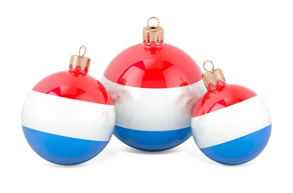 Christmas Baubles Luxembourgish Flag Rendering Isolated White Background — Stock Photo, Image