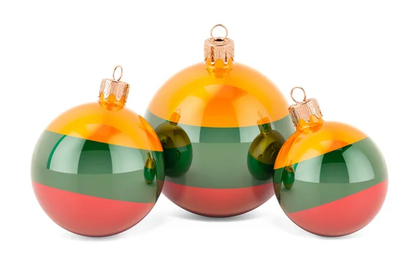 Kerstballen Met Litouwse Vlag Weergave Geïsoleerd Witte Achtergrond — Stockfoto
