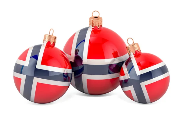 ノルウェーの旗を持つクリスマスボール 白い背景に隔離された3Dレンダリング — ストック写真