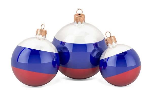 Rus Bayraklı Noel Mücevherleri Beyaz Arka Planda Boyutlu Görüntüleme — Stok fotoğraf
