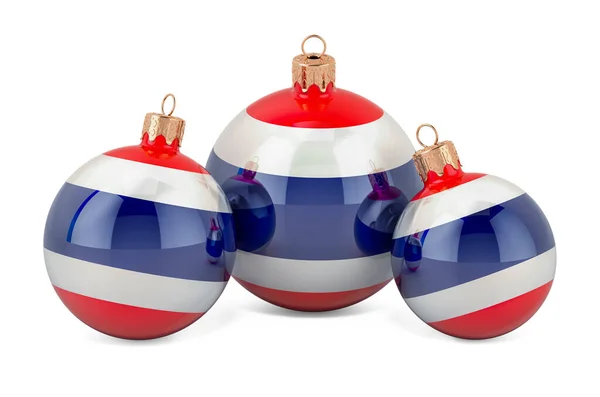 Palline Natale Con Bandiera Thailandese Rendering Isolato Sfondo Bianco — Foto Stock