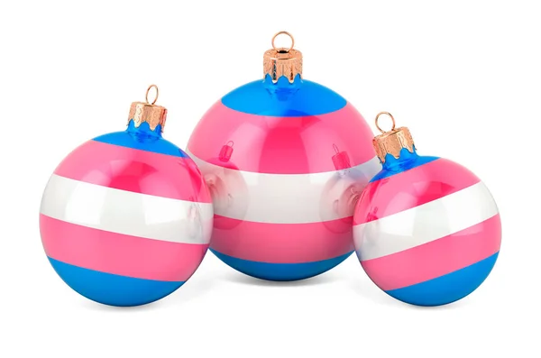 带有跨性别旗帜的圣诞小游戏 3D渲染白色背景下的隔离 — 图库照片