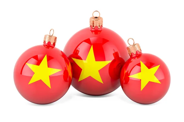 Vietnam Bayraklı Noel Mücevherleri Beyaz Arka Planda Boyutlu Görüntüleme — Stok fotoğraf