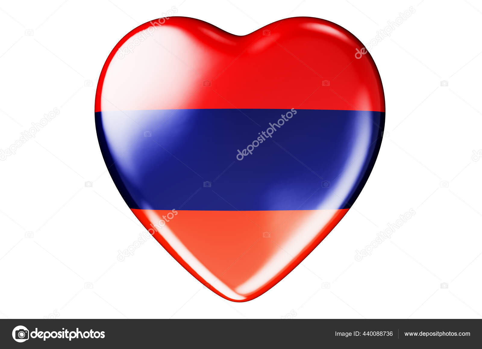Russian flag in heart shape on white background stock photo