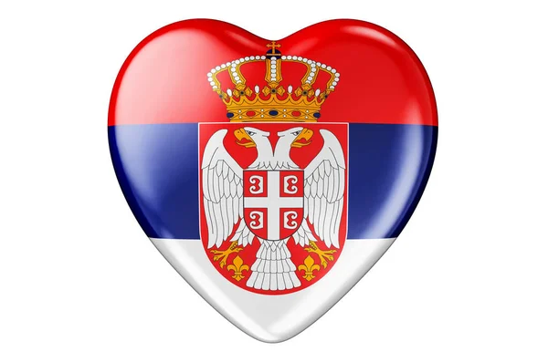 Srdce Srbskou Vlajkou Vykreslování Izolované Bílém Pozadí — Stock fotografie