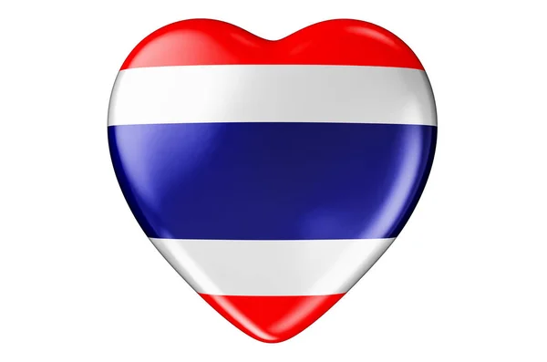 Coração Com Bandeira Tailandesa Renderização Isolada Fundo Branco — Fotografia de Stock