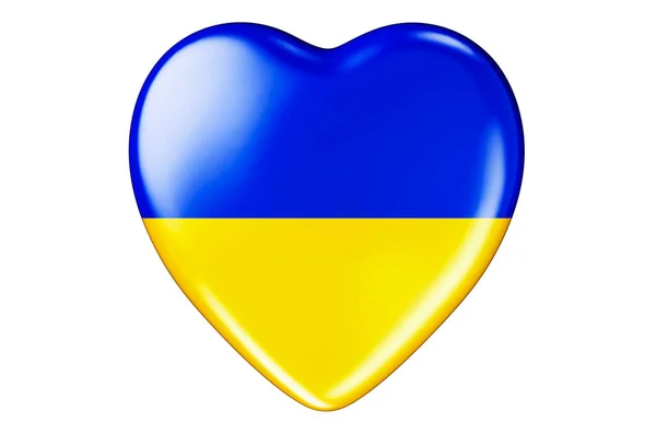 Cuore Con Bandiera Ucraina Rendering Isolato Sfondo Bianco — Foto Stock