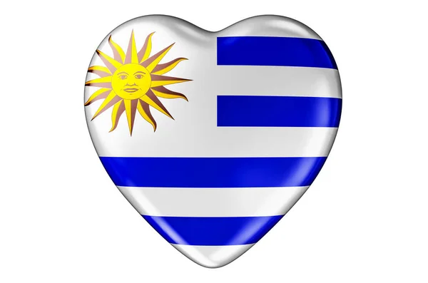 Coeur Avec Drapeau Uruguayen Rendu Isolé Sur Fond Blanc — Photo