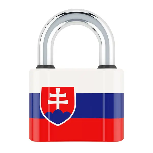 Kłódka Słowacką Flagą Renderowanie Izolowane Białym Tle — Zdjęcie stockowe