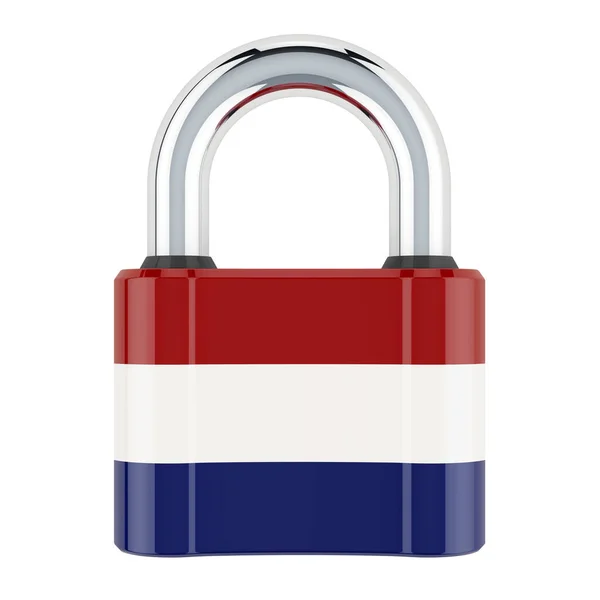 Padlock Netherlands Flag Rendering Isolated White Background — 스톡 사진