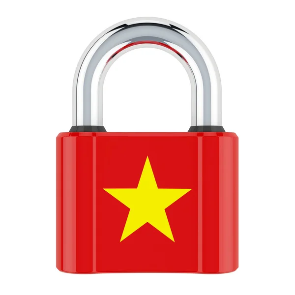 베트남 국기가 자물쇠 배경에 렌더링 — 스톡 사진
