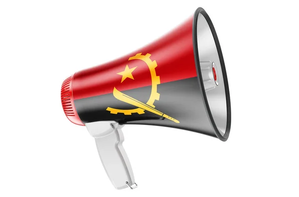 Мегафон Ангольским Флагом Рендеринг Изолирован Белом Фоне — стоковое фото