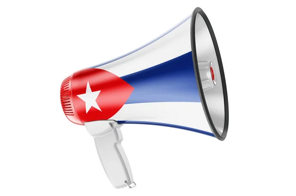 Megafon Kubánskou Vlajkou Vykreslování Izolované Bílém Pozadí — Stock fotografie
