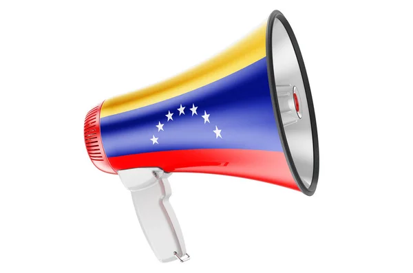 Megafone Com Bandeira Venezuelana Renderização Isolada Fundo Branco — Fotografia de Stock
