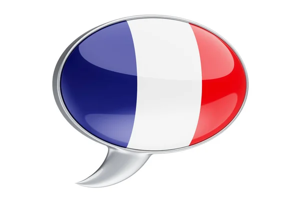 Globo Voz Con Bandera Francesa Representación Aislada Sobre Fondo Blanco —  Fotos de Stock